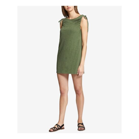 SANCTUARY Dresses & Skirts - SANCTUARY Womens Green Tie Jewel Neck Micro Mini Shift Dress XS